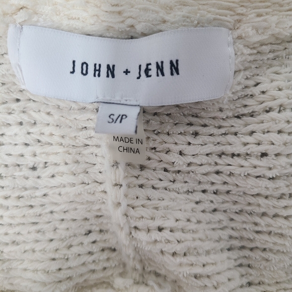 LARGE John and Jenn Fringed Cream Beige Knit Open Cardigan - Size small - Picture 2 of 6